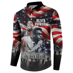 Stokely Carmichael Button Sweatshirt American Flag Background Black Power Quote Civil Rights Leader Powerful Speech