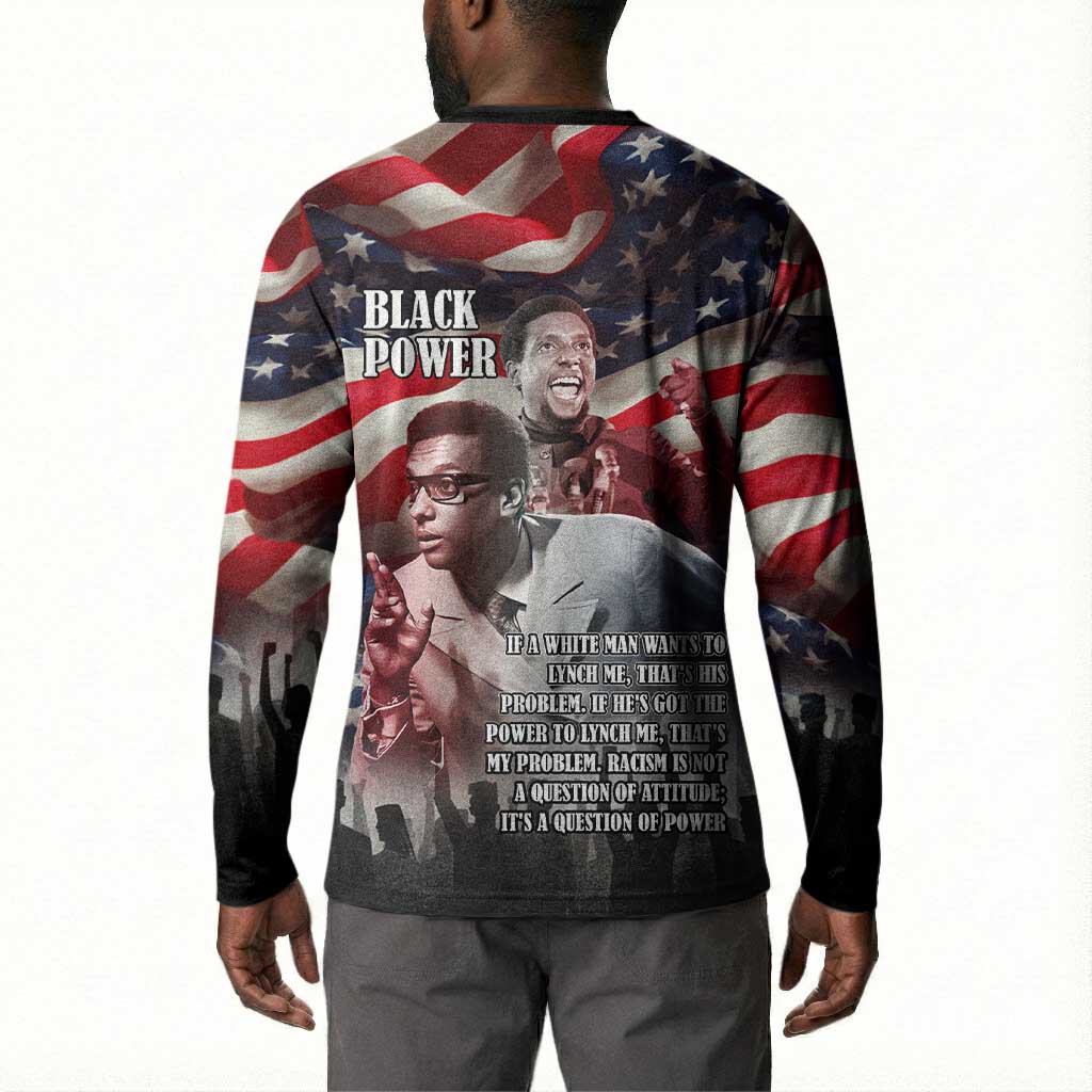 Stokely Carmichael Button Sweatshirt American Flag Background Black Power Quote Civil Rights Leader Powerful Speech