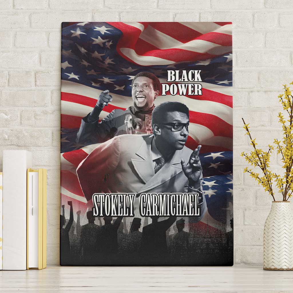Stokely Carmichael Canvas Wall Art American Flag Background Black Power Quote Civil Rights Leader Powerful Speech - African Pride