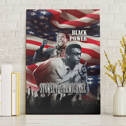Stokely Carmichael Canvas Wall Art American Flag Background Black Power Quote Civil Rights Leader Powerful Speech - African Pride
