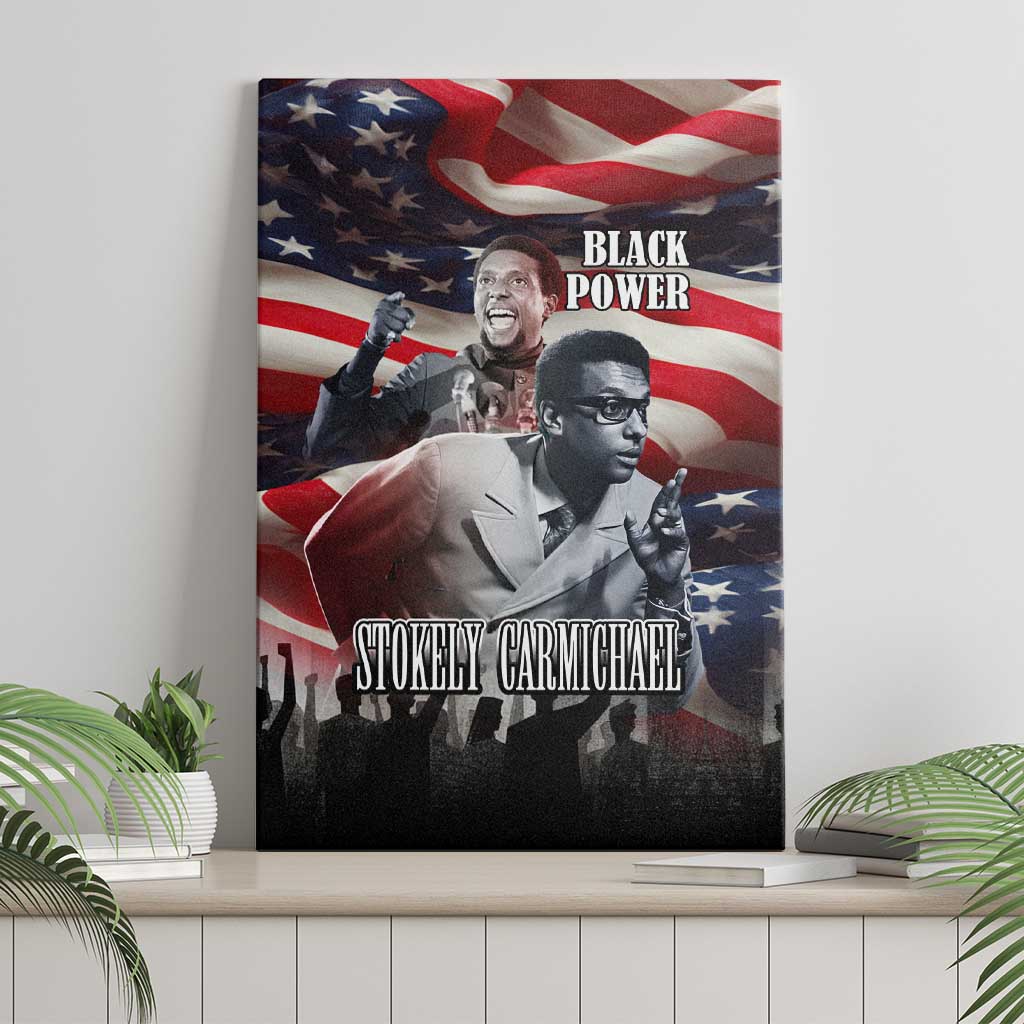 Stokely Carmichael Canvas Wall Art American Flag Background Black Power Quote Civil Rights Leader Powerful Speech - African Pride