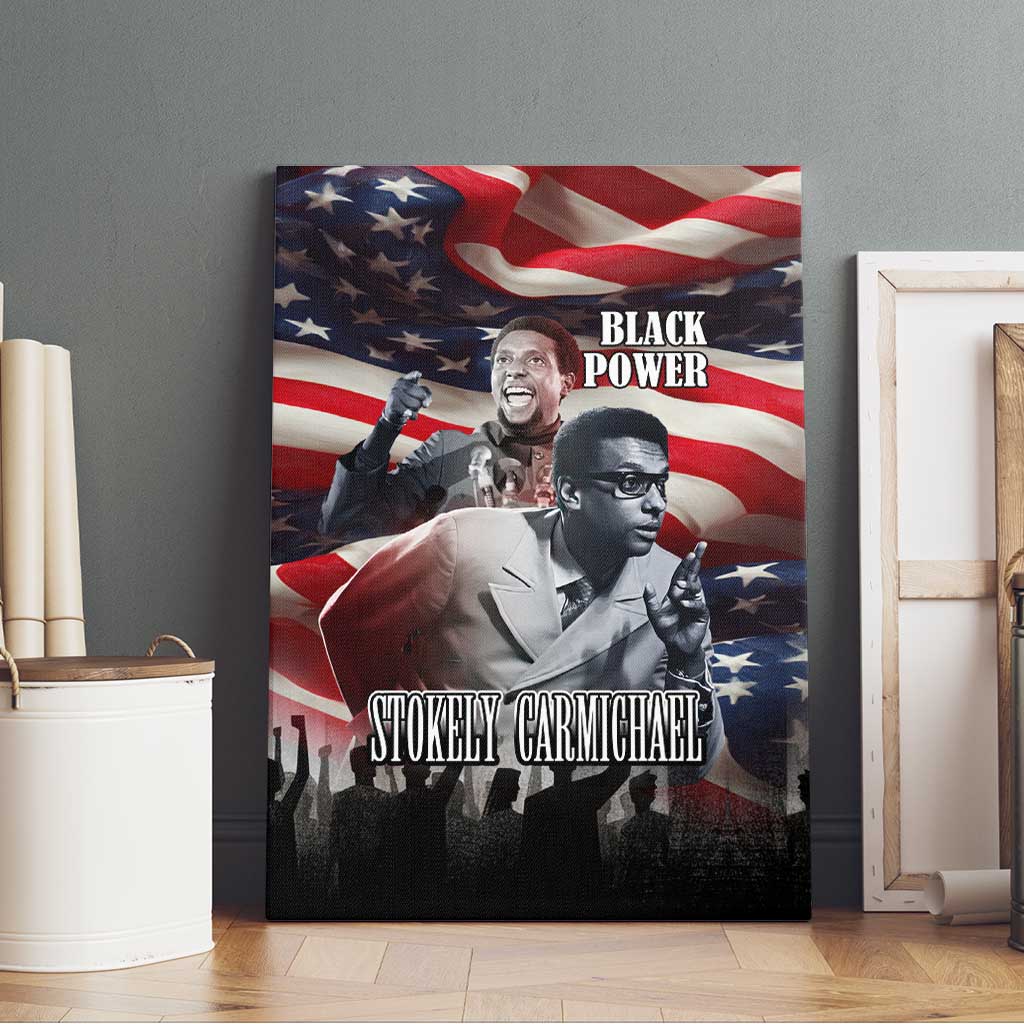 Stokely Carmichael Canvas Wall Art American Flag Background Black Power Quote Civil Rights Leader Powerful Speech - African Pride