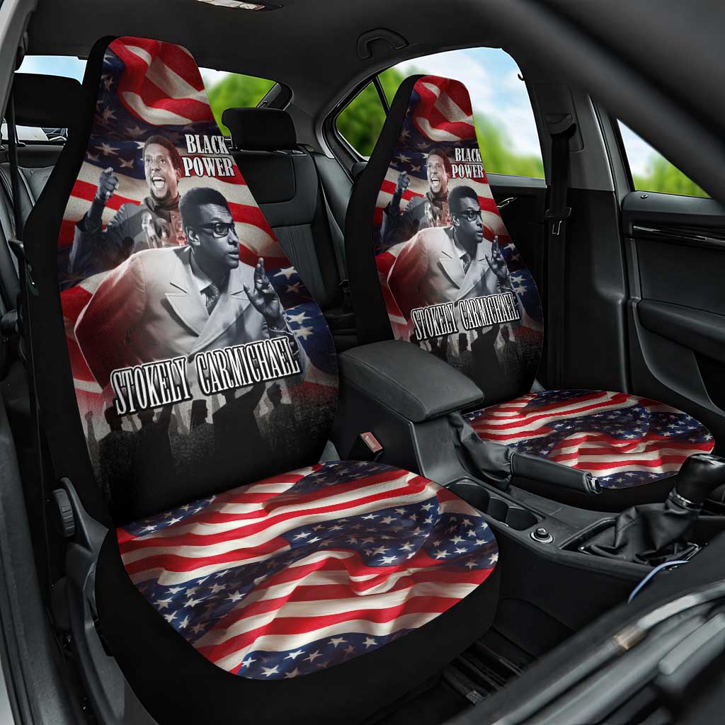 Stokely Carmichael Car Seat Cover American Flag Background Black Power Quote Civil Rights Leader Powerful Speech - African Pride