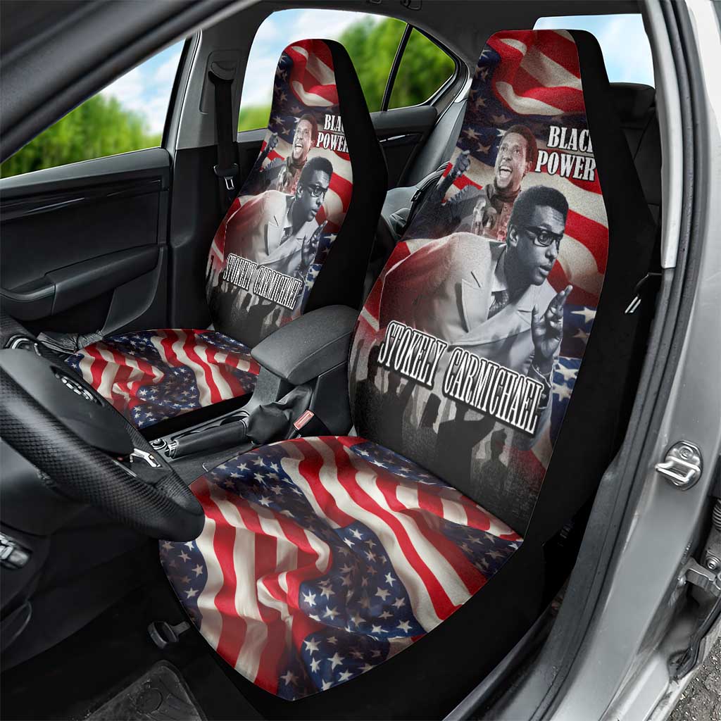 Stokely Carmichael Car Seat Cover American Flag Background Black Power Quote Civil Rights Leader Powerful Speech - African Pride
