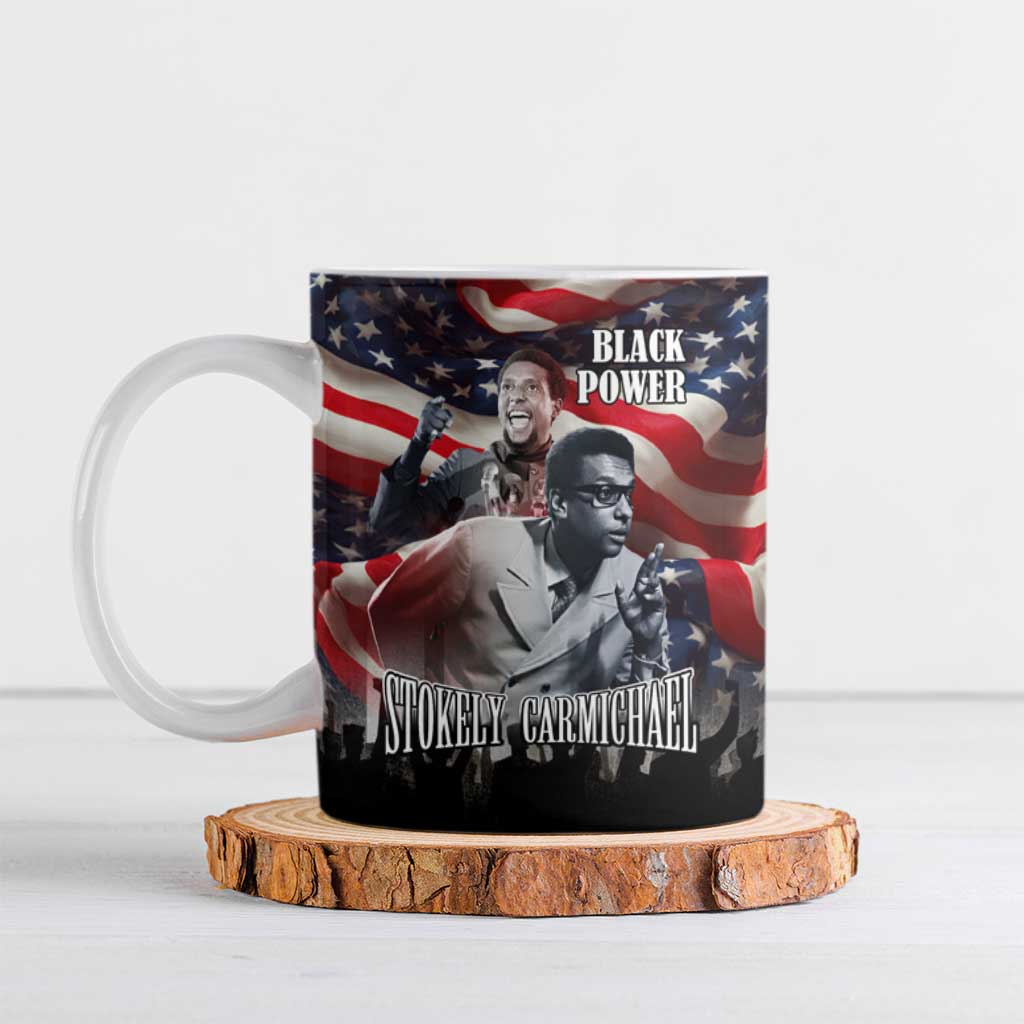 Stokely Carmichael Ceramic Mug American Flag Background Black Power Quote Civil Rights Leader Powerful Speech - African Pride