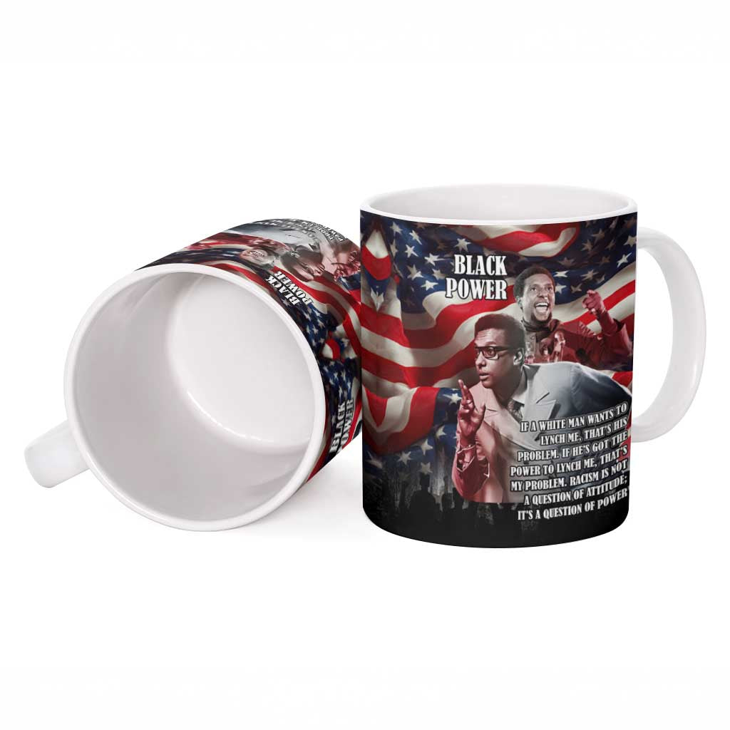 Stokely Carmichael Ceramic Mug American Flag Background Black Power Quote Civil Rights Leader Powerful Speech - African Pride