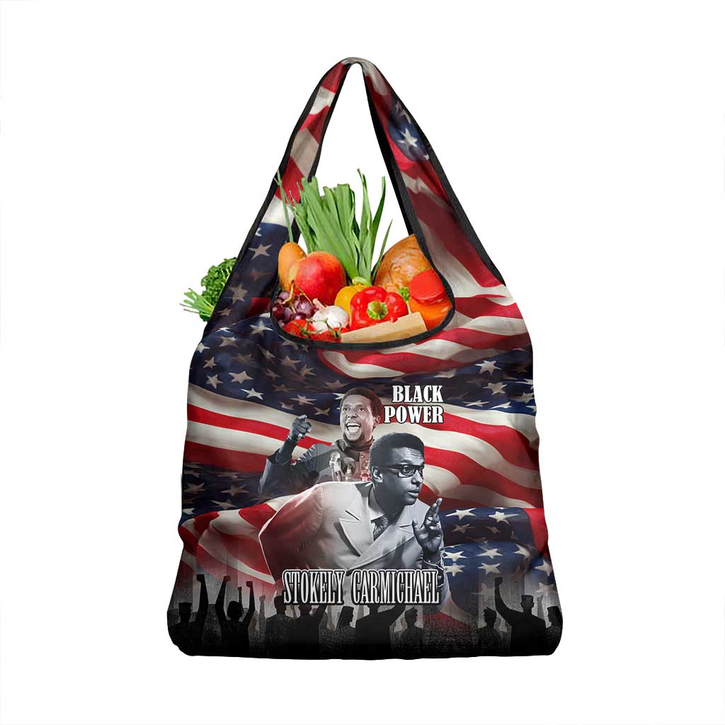 Stokely Carmichael Grocery Bag American Flag Background Black Power Quote Civil Rights Leader Powerful Speech - African Pride