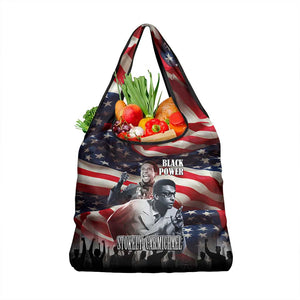 Stokely Carmichael Grocery Bag American Flag Background Black Power Quote Civil Rights Leader Powerful Speech - African Pride