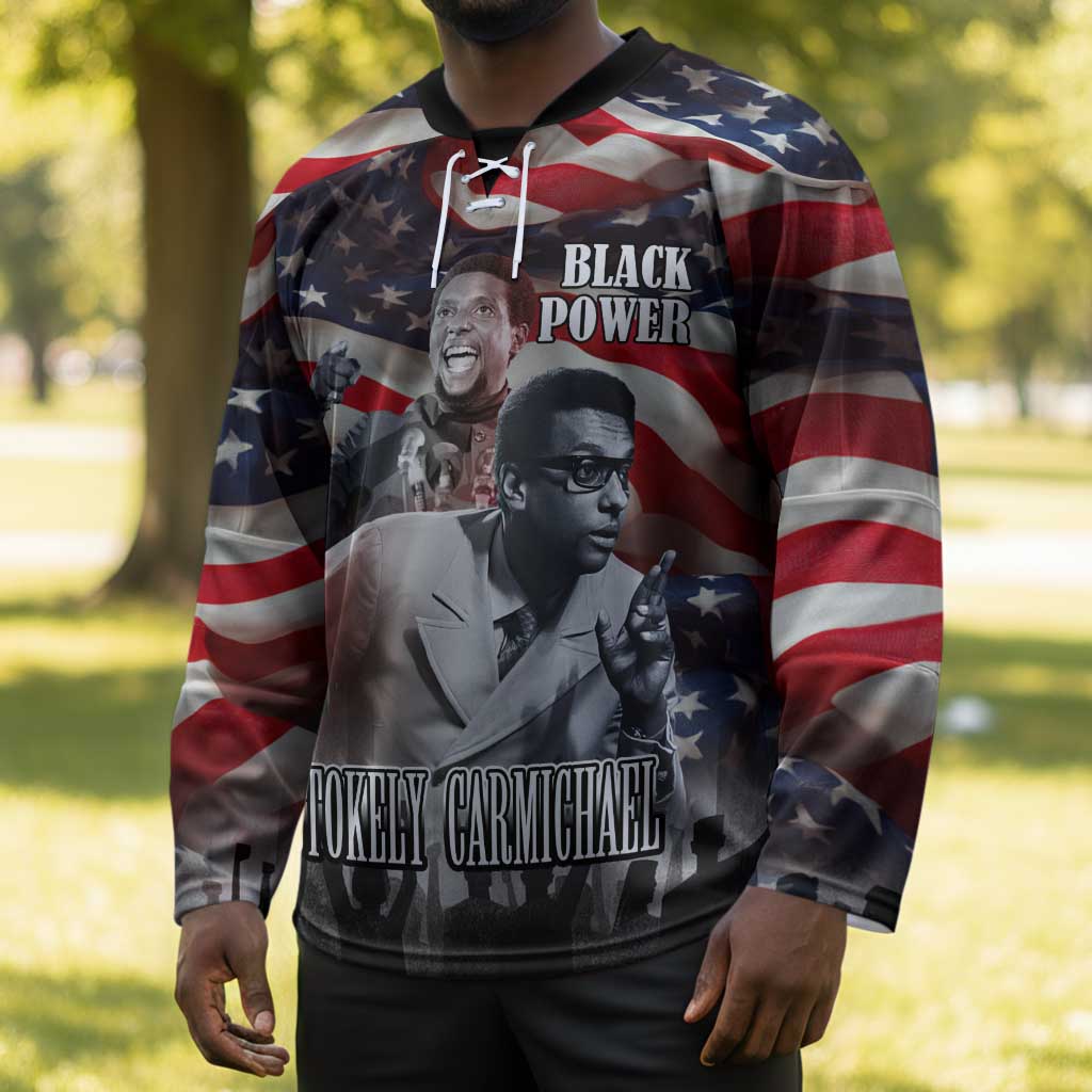 Stokely Carmichael Hockey Jersey American Flag Background Black Power Quote Civil Rights Leader Powerful Speech - African Pride