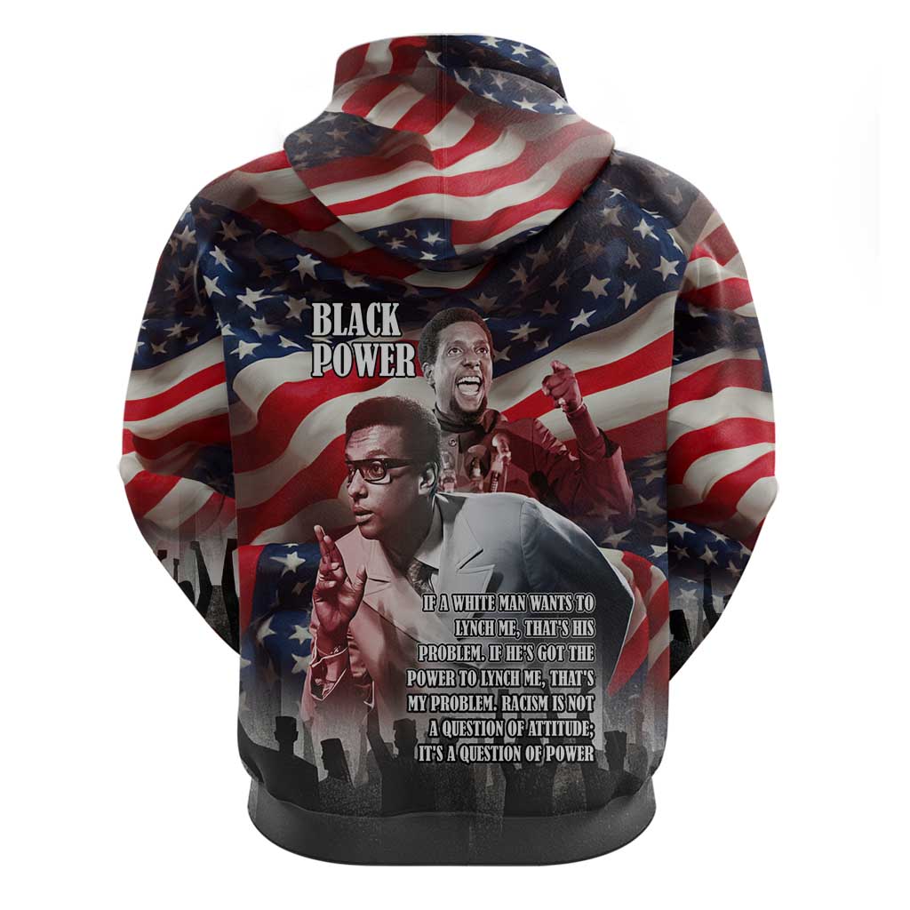 Stokely Carmichael Hoodie American Flag Background Black Power Quote Civil Rights Leader Powerful Speech - African Pride