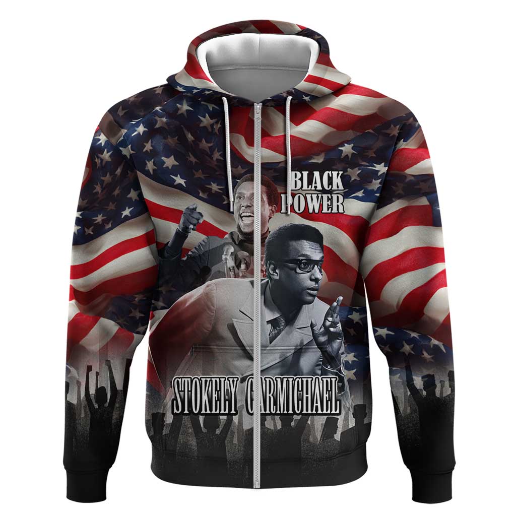 Stokely Carmichael Hoodie American Flag Background Black Power Quote Civil Rights Leader Powerful Speech - African Pride