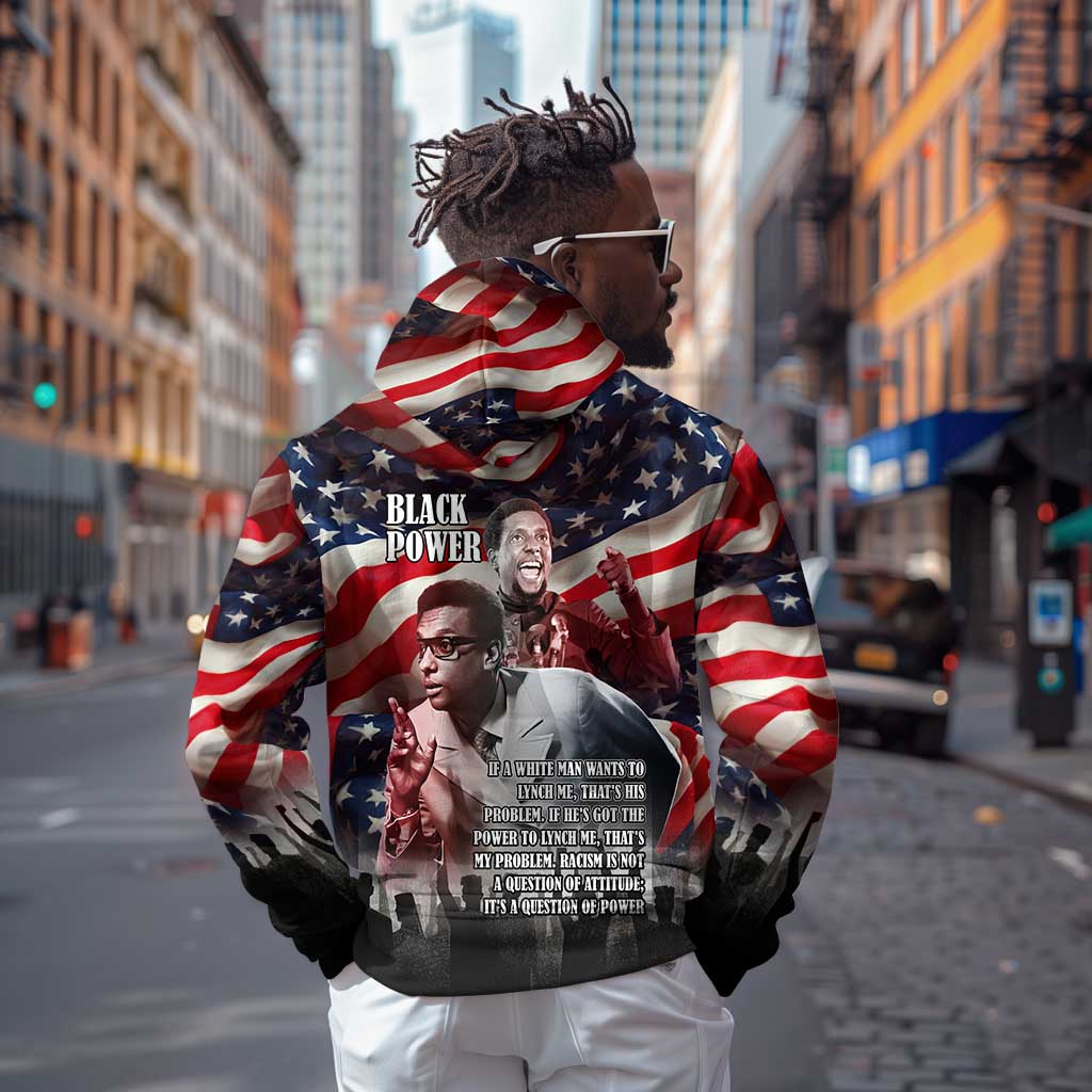 Stokely Carmichael Hoodie American Flag Background Black Power Quote Civil Rights Leader Powerful Speech - African Pride