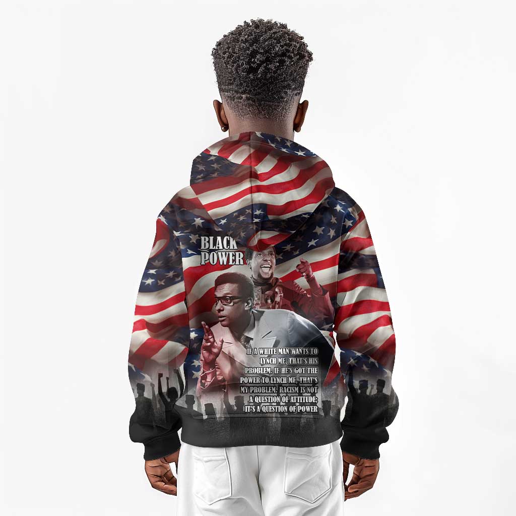Stokely Carmichael Kid Hoodie American Flag Background Black Power Quote Civil Rights Leader Powerful Speech - African Pride