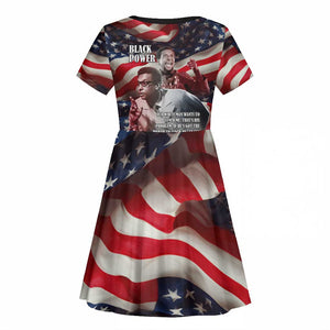 Stokely Carmichael Kid Short Sleeve Dress American Flag Background Black Power Quote Civil Rights Leader Powerful Speech - African Pride