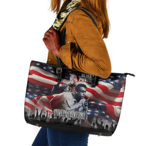Stokely Carmichael Leather Tote Bag American Flag Background Black Power Quote Civil Rights Leader Powerful Speech - African Pride