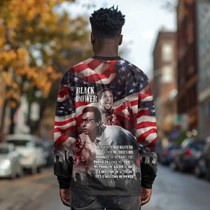 Stokely Carmichael Long Sleeve Shirt American Flag Background Black Power Quote Civil Rights Leader Powerful Speech - African Pride