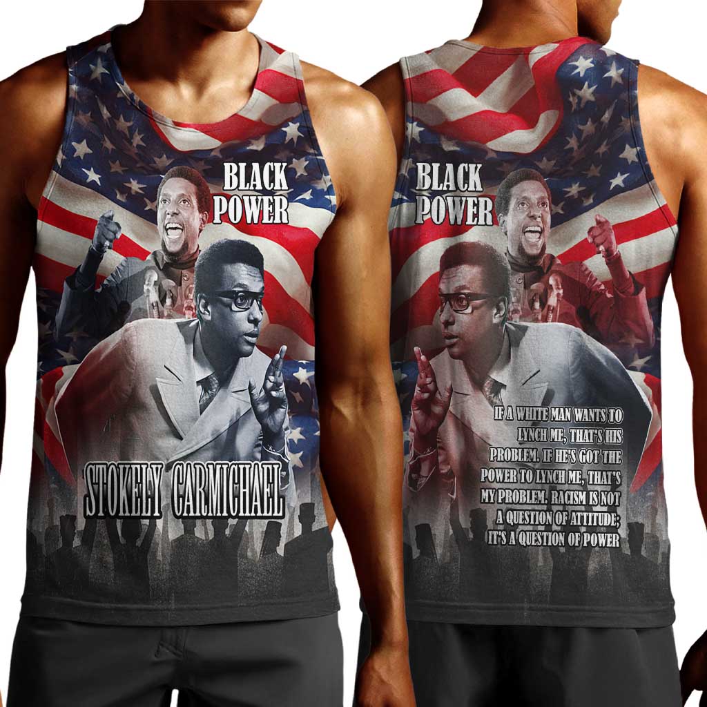 Stokely Carmichael Men Tank Top American Flag Background Black Power Quote Civil Rights Leader Powerful Speech - African Pride