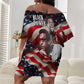 Stokely Carmichael Off Shoulder Short Dress American Flag Background Black Power Quote Civil Rights Leader Powerful Speech - African Pride