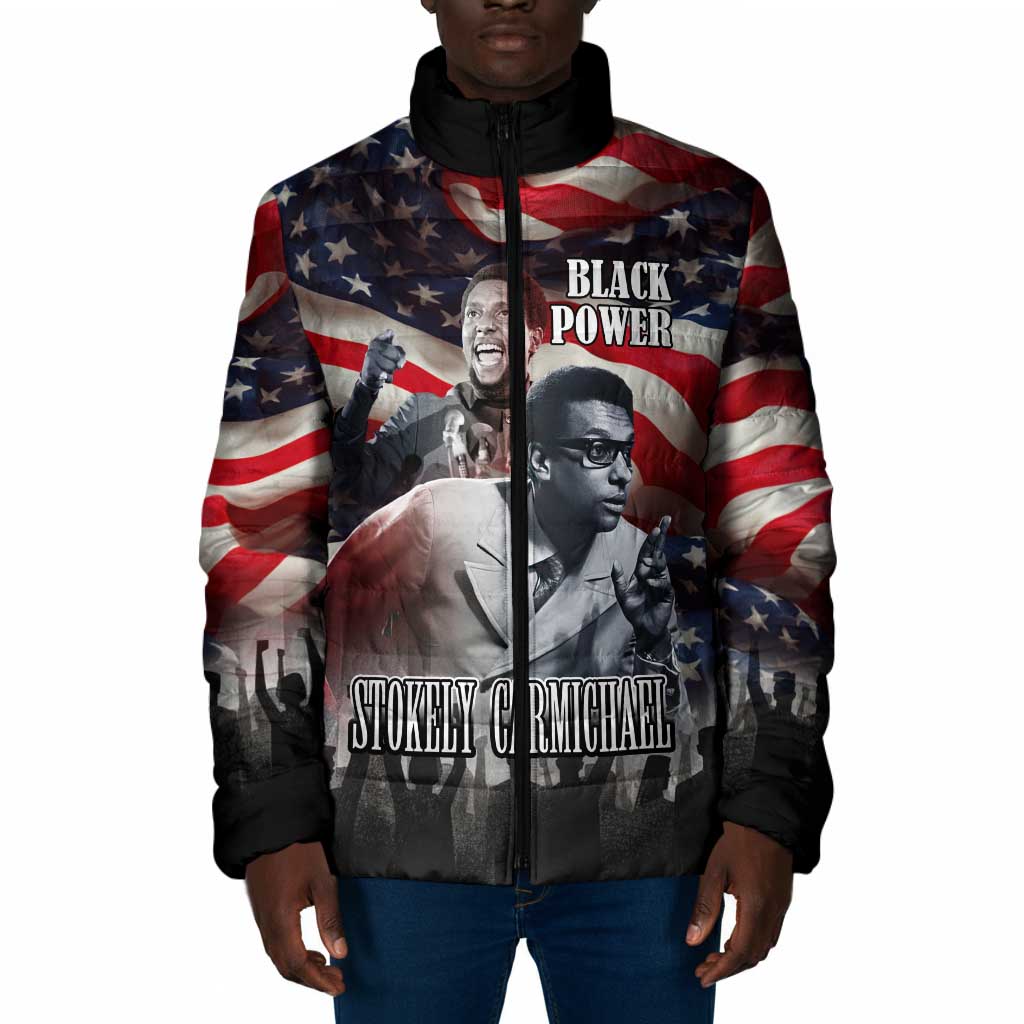 Stokely Carmichael Padded Jacket American Flag Background Black Power Quote Civil Rights Leader Powerful Speech - African Pride