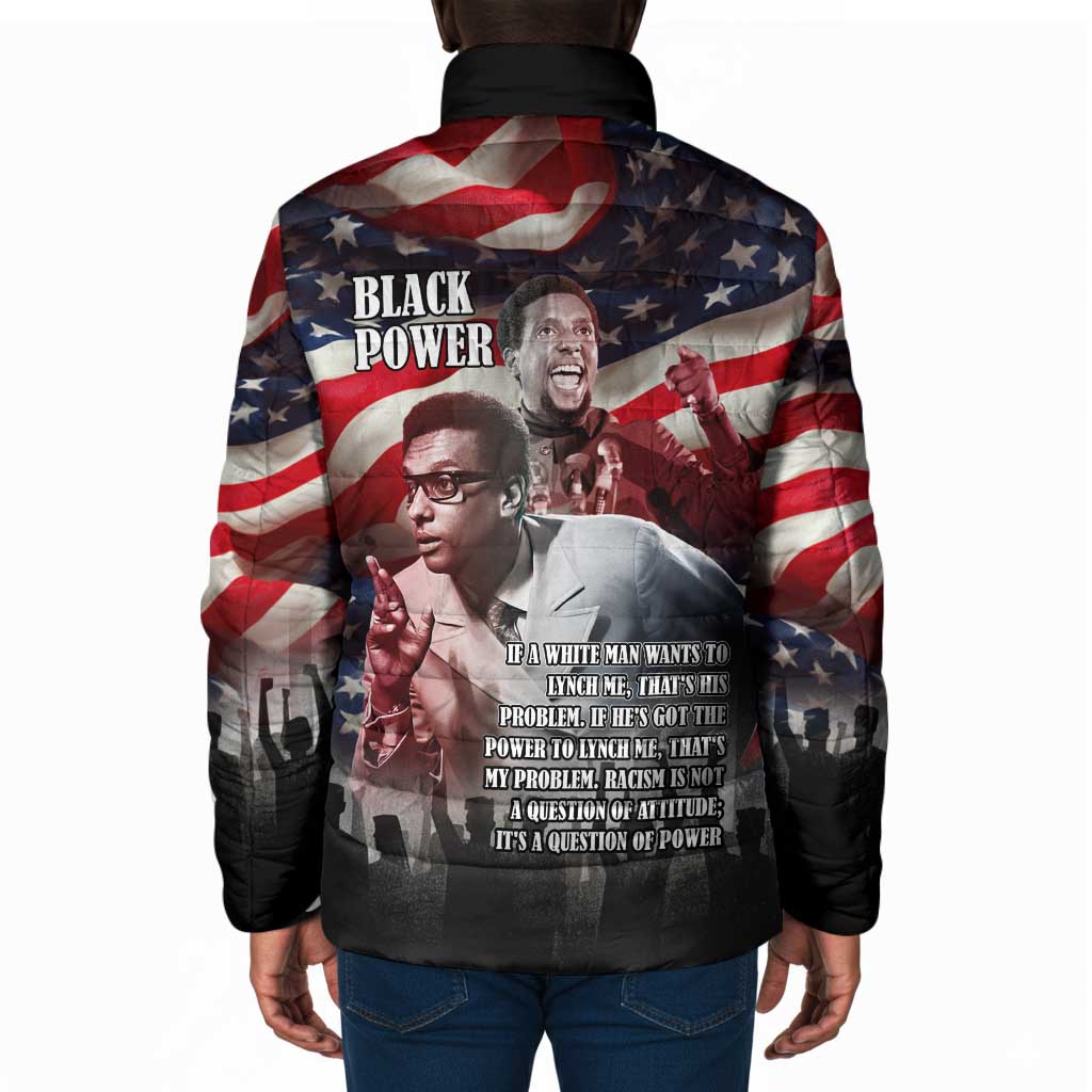 Stokely Carmichael Padded Jacket American Flag Background Black Power Quote Civil Rights Leader Powerful Speech - African Pride
