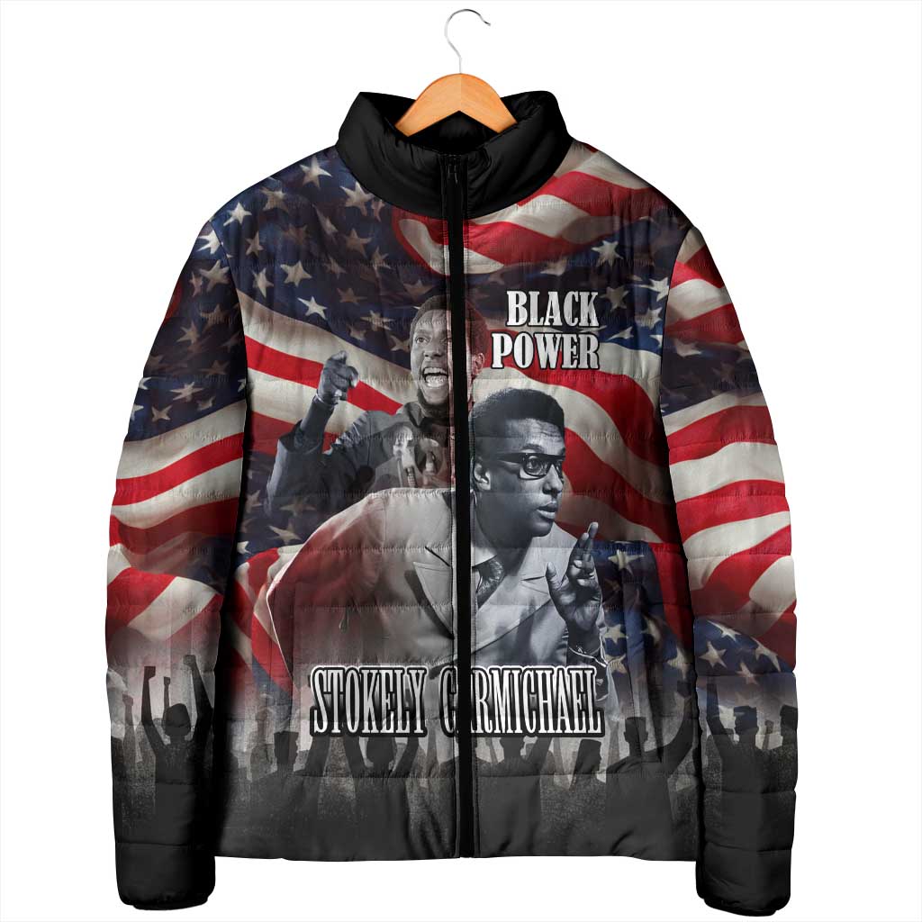 Stokely Carmichael Padded Jacket American Flag Background Black Power Quote Civil Rights Leader Powerful Speech - African Pride