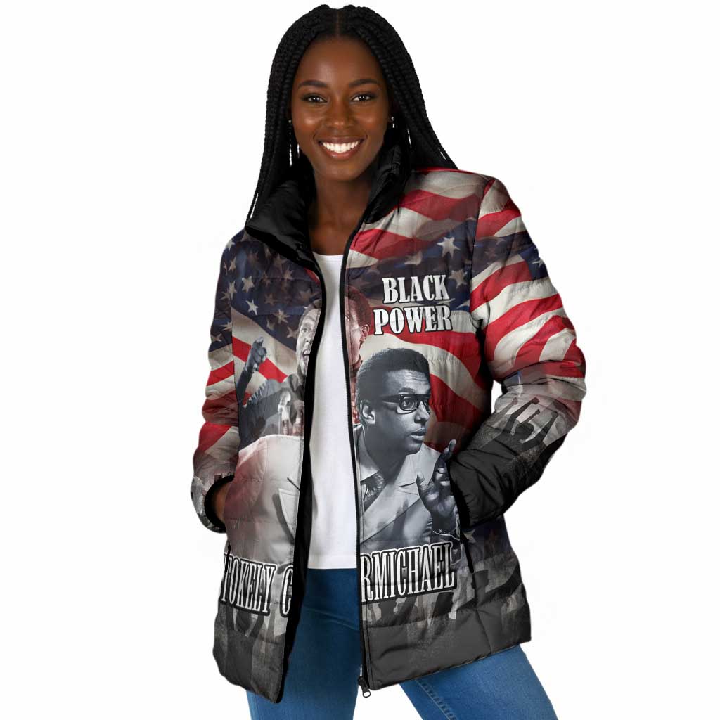 Stokely Carmichael Padded Jacket American Flag Background Black Power Quote Civil Rights Leader Powerful Speech - African Pride