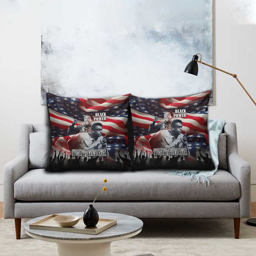 Stokely Carmichael Pillow Cover American Flag Background Black Power Quote Civil Rights Leader Powerful Speech - African Pride
