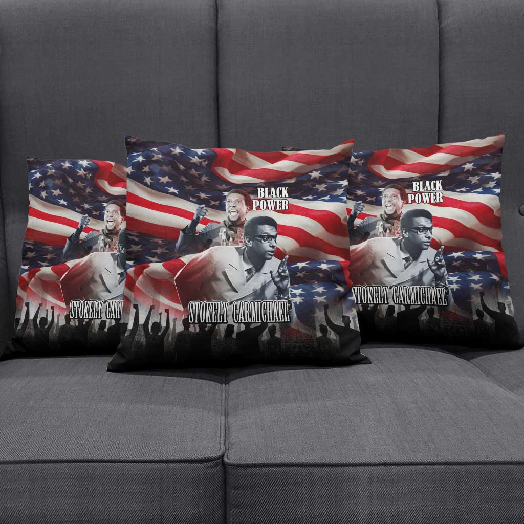 Stokely Carmichael Pillow Cover American Flag Background Black Power Quote Civil Rights Leader Powerful Speech - African Pride