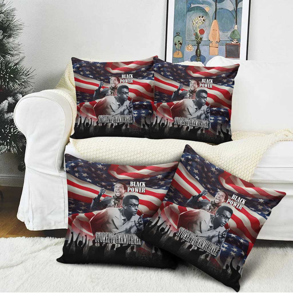 Stokely Carmichael Pillow Cover American Flag Background Black Power Quote Civil Rights Leader Powerful Speech - African Pride