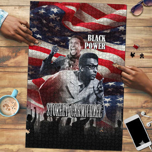 Stokely Carmichael Puzzle American Flag Background Black Power Quote Civil Rights Leader Powerful Speech - African Pride