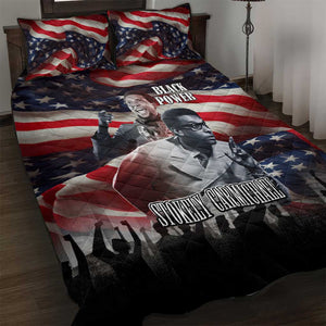 Stokely Carmichael Quilt Bed Set American Flag Background Black Power Quote Civil Rights Leader Powerful Speech - African Pride