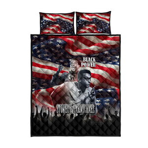 Stokely Carmichael Quilt Bed Set American Flag Background Black Power Quote Civil Rights Leader Powerful Speech - African Pride