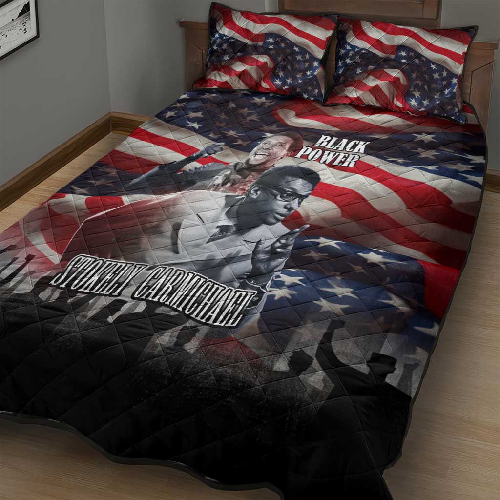 Stokely Carmichael Quilt Bed Set American Flag Background Black Power Quote Civil Rights Leader Powerful Speech - African Pride
