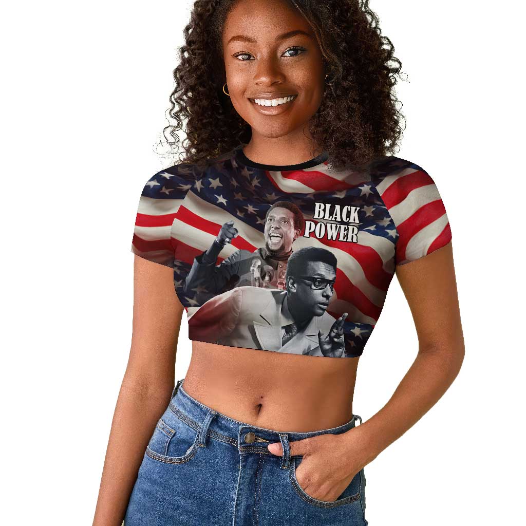 Stokely Carmichael Raglan Cropped T shirt American Flag Background Black Power Quote Civil Rights Leader Powerful Speech - African Pride