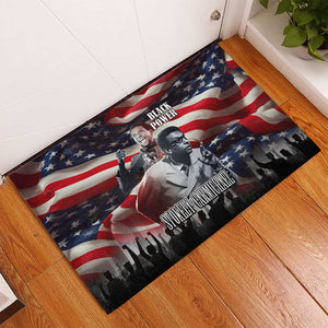 Stokely Carmichael Rubber Doormat American Flag Background Black Power Quote Civil Rights Leader Powerful Speech - African Pride