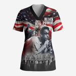 Stokely Carmichael Scrub Top American Flag Background Black Power Quote Civil Rights Leader Powerful Speech - African Pride