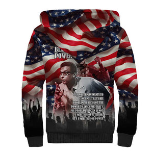 Stokely Carmichael Sherpa Hoodie American Flag Background Black Power Quote Civil Rights Leader Powerful Speech - African Pride