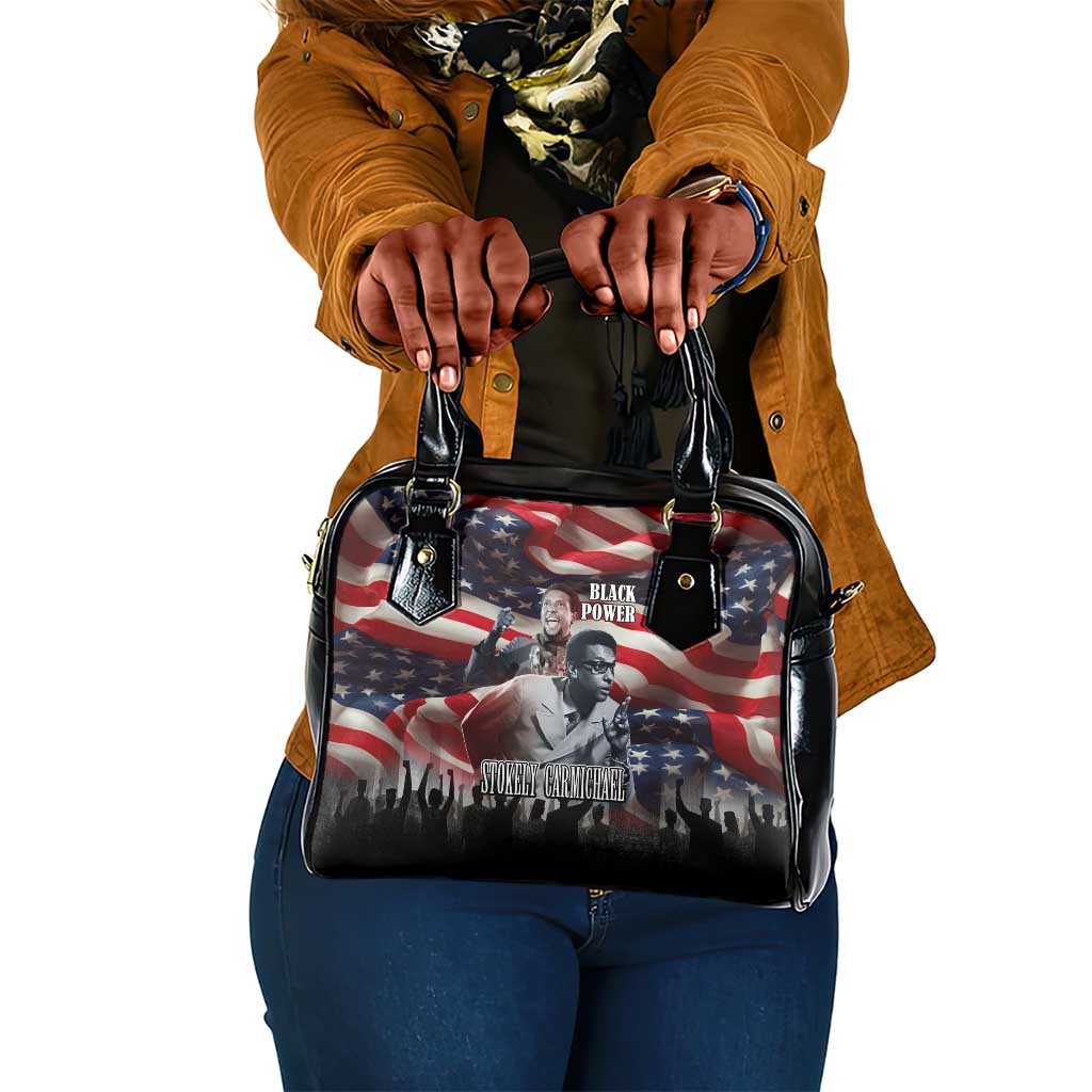 Stokely Carmichael Shoulder Handbag American Flag Background Black Power Quote Civil Rights Leader Powerful Speech - African Pride