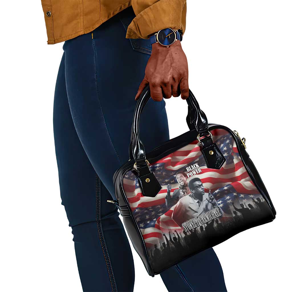Stokely Carmichael Shoulder Handbag American Flag Background Black Power Quote Civil Rights Leader Powerful Speech - African Pride