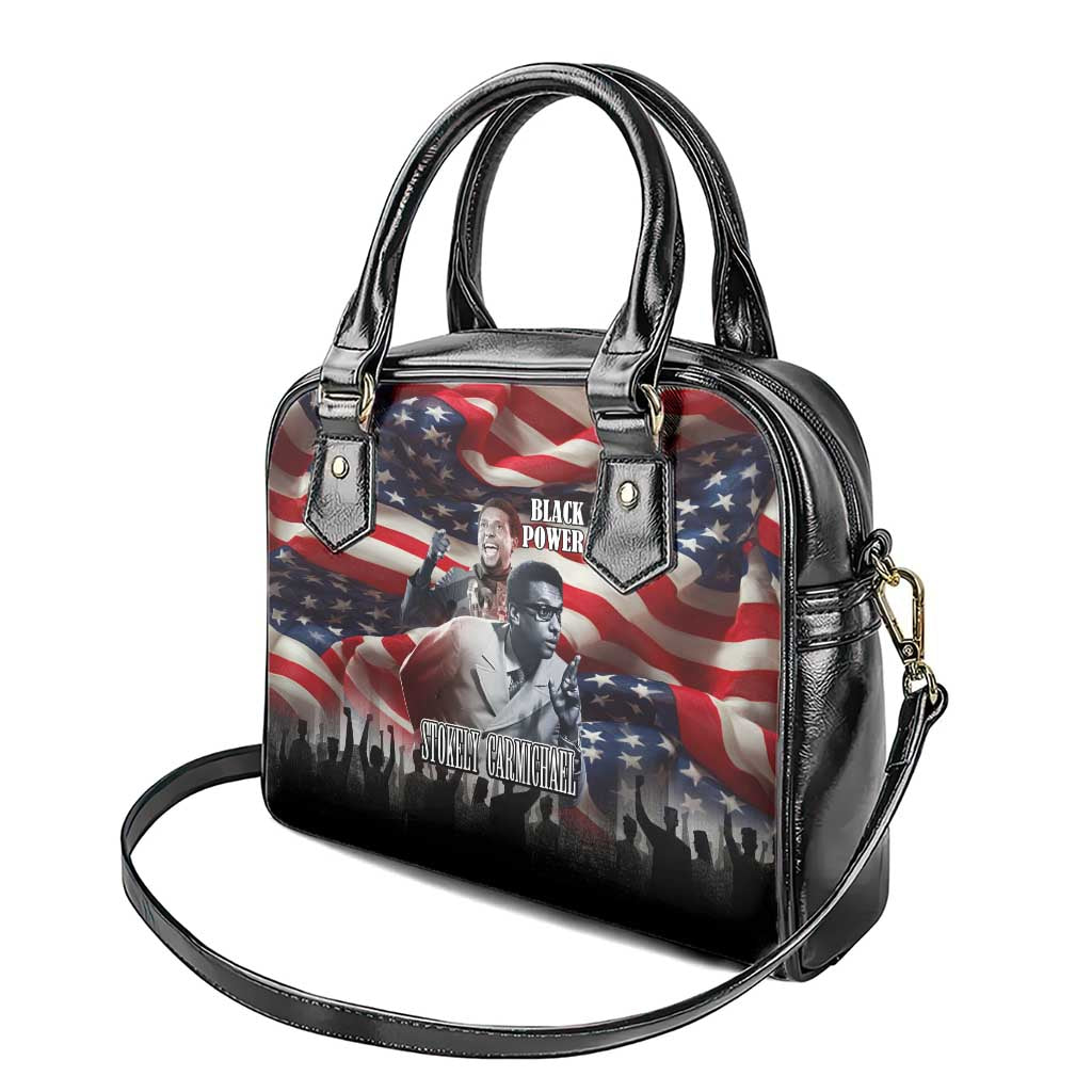 Stokely Carmichael Shoulder Handbag American Flag Background Black Power Quote Civil Rights Leader Powerful Speech - African Pride