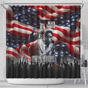 Stokely Carmichael Shower Curtain American Flag Background Black Power Quote Civil Rights Leader Powerful Speech - African Pride