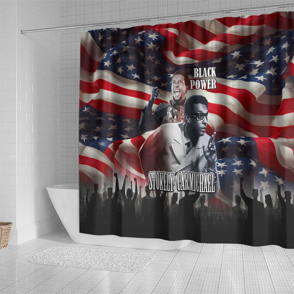 Stokely Carmichael Shower Curtain American Flag Background Black Power Quote Civil Rights Leader Powerful Speech - African Pride