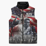 Stokely Carmichael Sleeveless Puffer Jacket American Flag Background Black Power Quote Civil Rights Leader Powerful Speech - African Pride