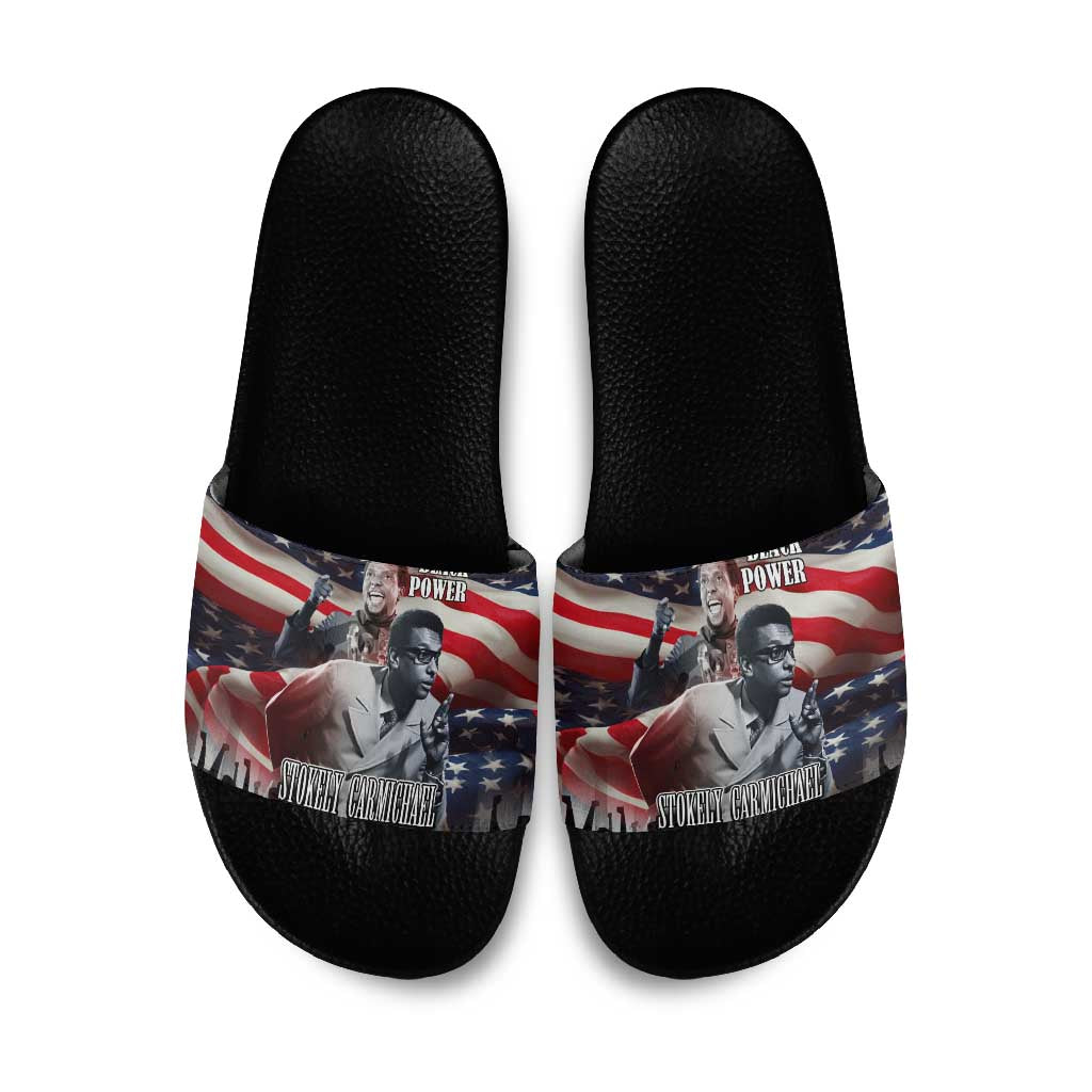 Stokely Carmichael Slide Sandals American Flag Background Black Power Quote Civil Rights Leader Powerful Speech - African Pride