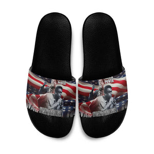 Stokely Carmichael Slide Sandals American Flag Background Black Power Quote Civil Rights Leader Powerful Speech - African Pride