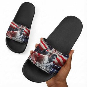 Stokely Carmichael Slide Sandals American Flag Background Black Power Quote Civil Rights Leader Powerful Speech - African Pride