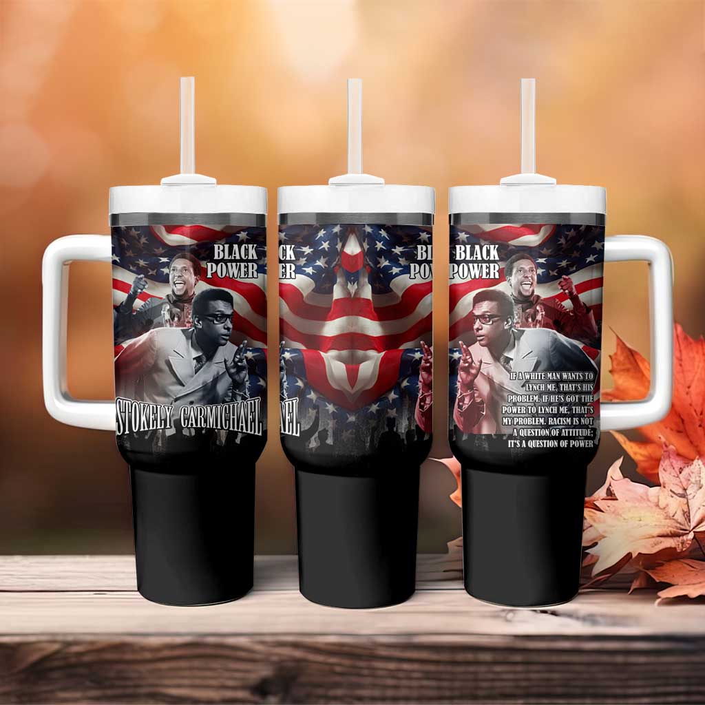Stokely Carmichael Tumbler With Handle American Flag Background Black Power Quote Civil Rights Leader Powerful Speech - African Pride