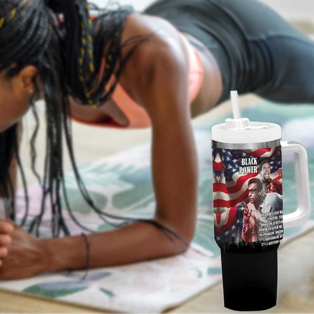 Stokely Carmichael Tumbler With Handle American Flag Background Black Power Quote Civil Rights Leader Powerful Speech - African Pride