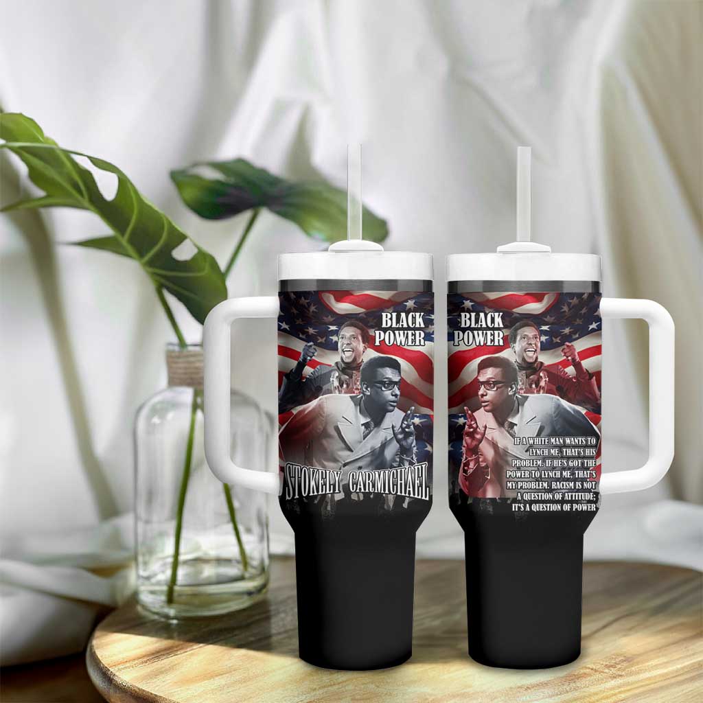 Stokely Carmichael Tumbler With Handle American Flag Background Black Power Quote Civil Rights Leader Powerful Speech - African Pride