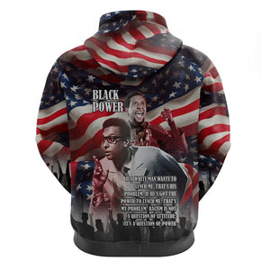 Stokely Carmichael Zip Hoodie American Flag Background Black Power Quote Civil Rights Leader Powerful Speech - African Pride